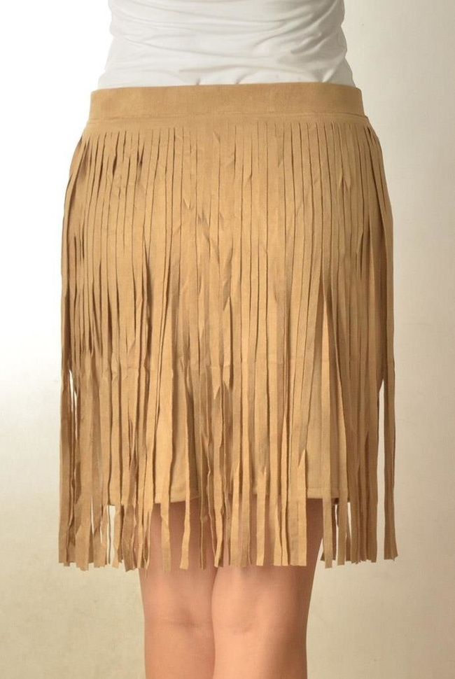 Jasnobrązowy spódniczka z frędzlami