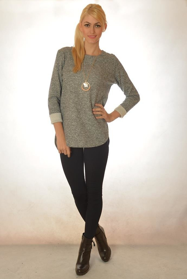 Szara bluzka z przedłużonym tyłem