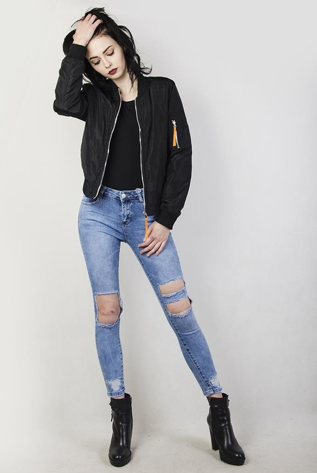 Dwustronna kurtka bomberka czarna/różowe moro