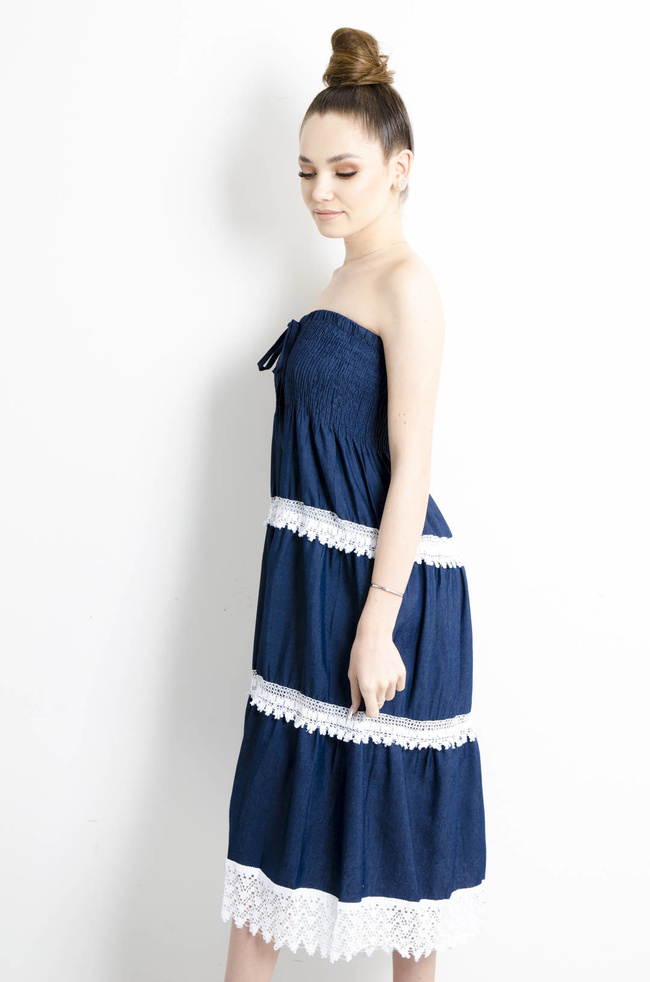 SUKIENKA Z KORONKĄ I WIĄZANIEM- GRANATOWA