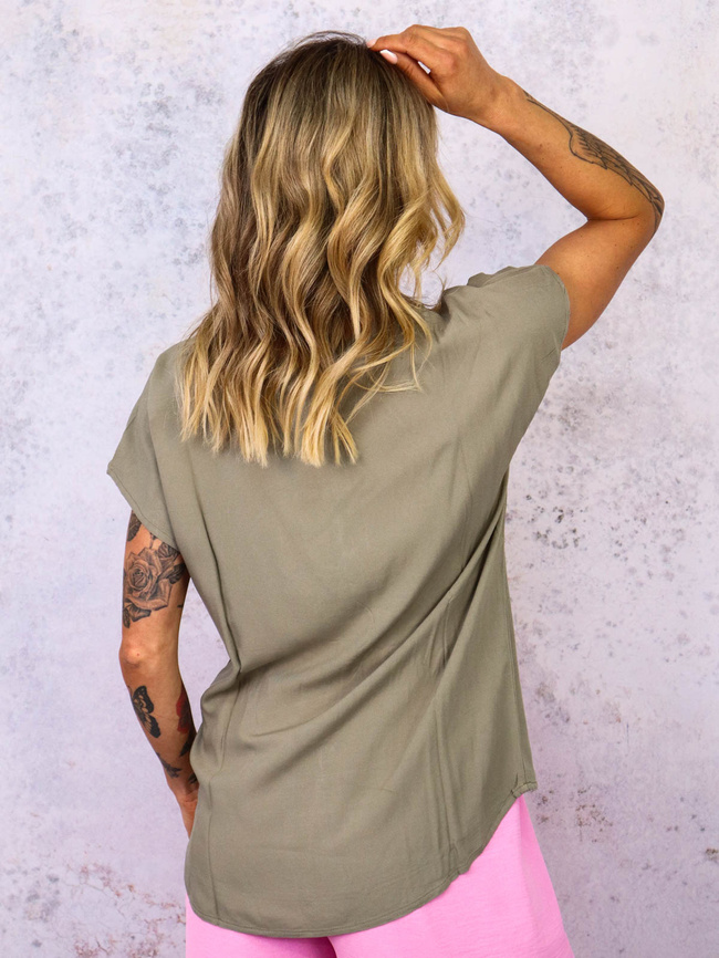 ASYMETRYCZNY T-SHIRT OVERSIZE- ZIELONY