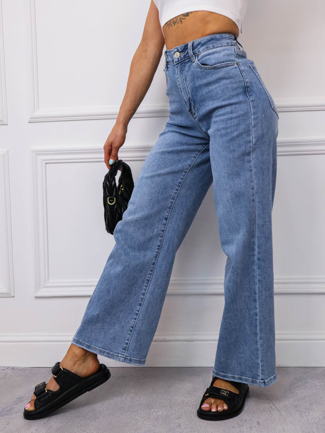 SPODNIE JEANSOWE Z ROZSZERZANYMI NOGAWKAMI I WYSOKIM STANEM