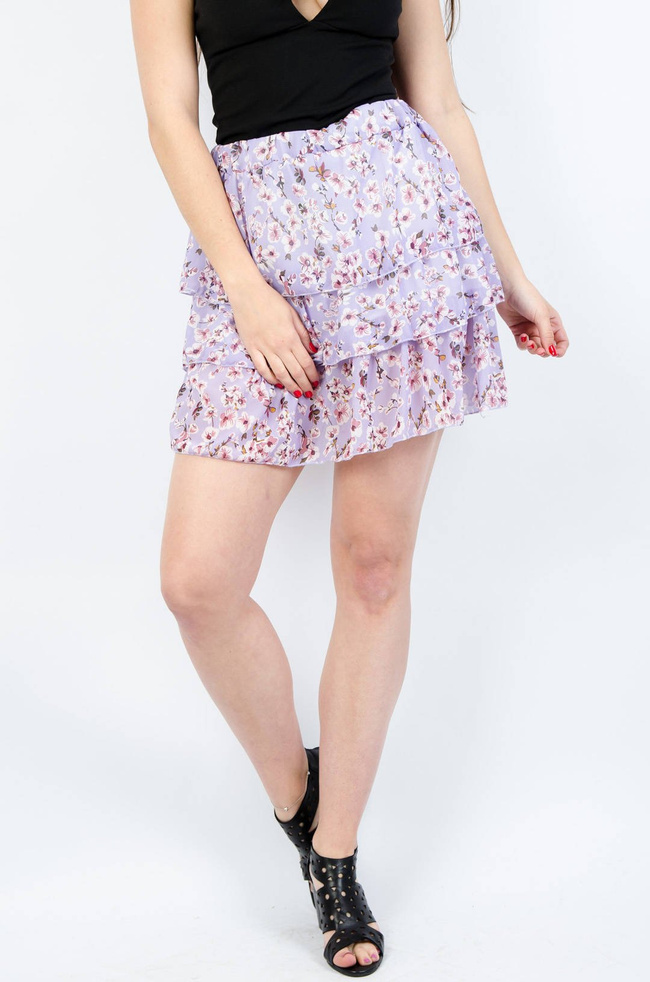 FIOLETOWA SPÓDNICA W KWIATY