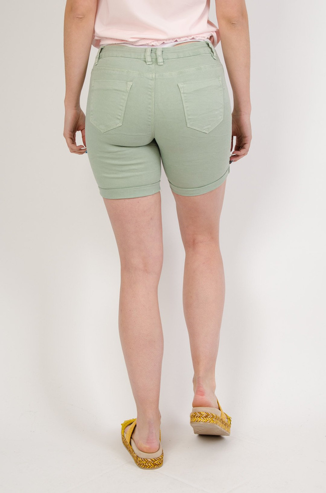 Zielone bermudy z trzema zamkami