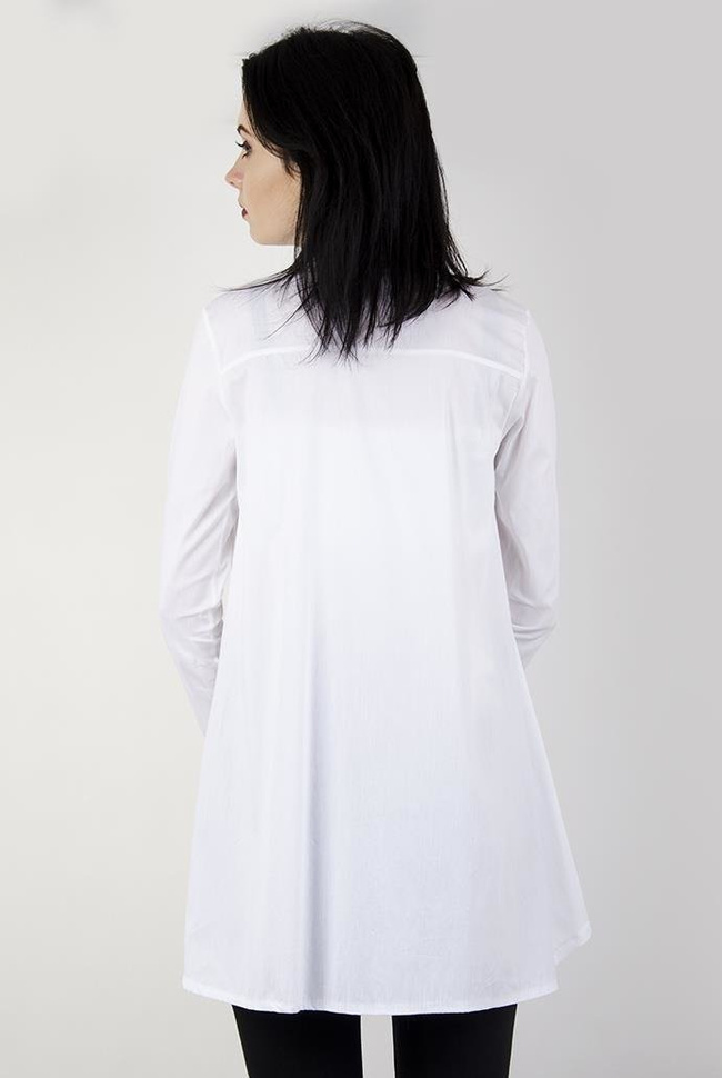 Biała koszula z wiązaniem przy szyi