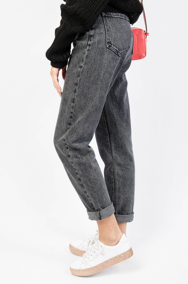 CIEMNO-SZARE SPODNIE JEANSOWE MOM FIT