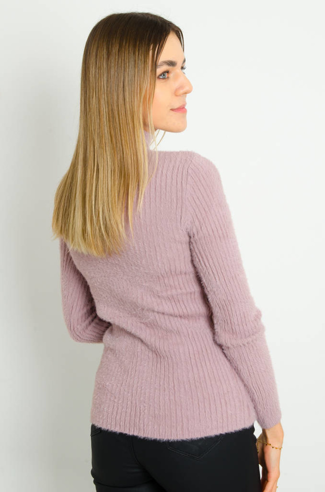 RÓŻOWY SWETER Z OZDOBNYMI GUZIKAMI- PÓŁGOLF