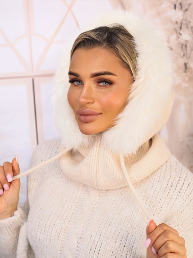 KOMIN/KAPTUR Z FUTERKIEM I ŚCIAGACZAMI- EKRI