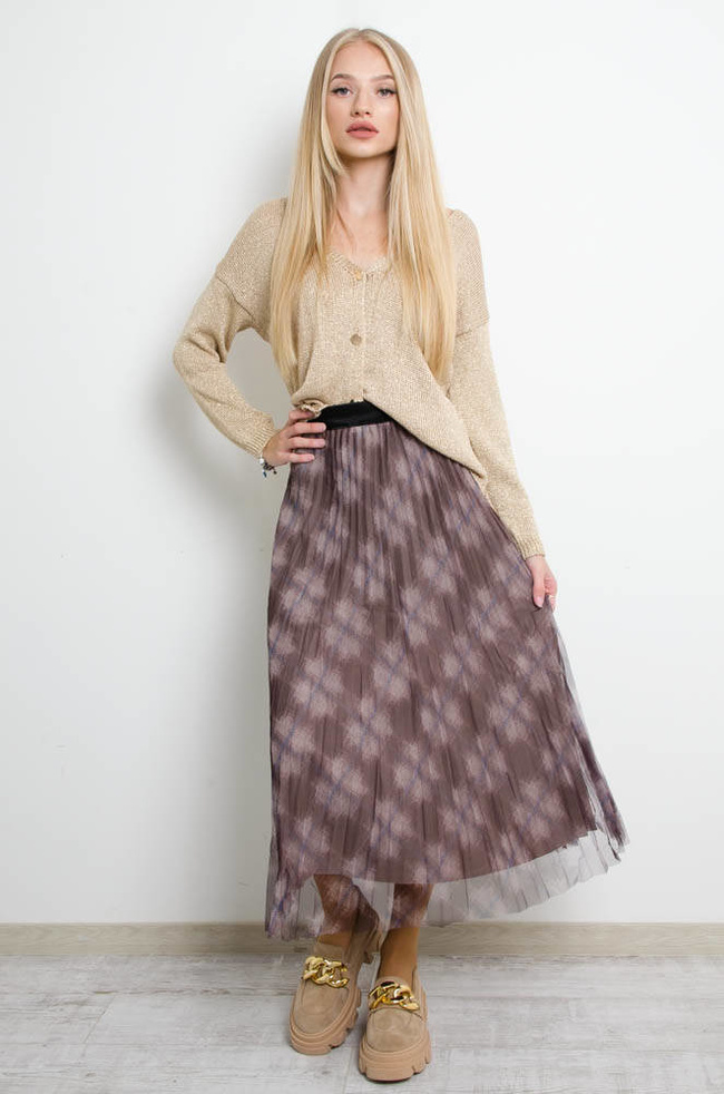 BRĄZOWA DWUSTRONNA SPÓDNICA Z TIULEM