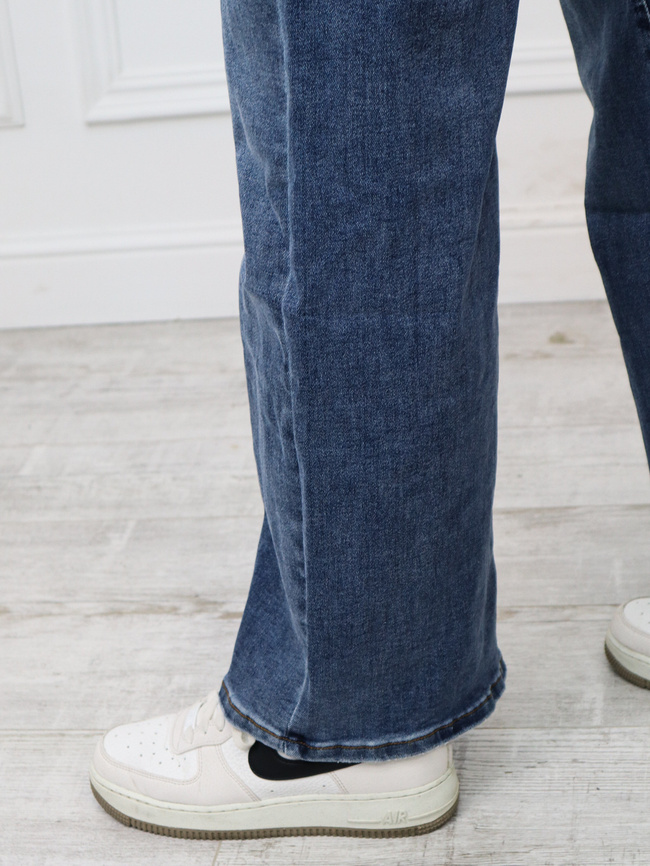 SPODNIE JEANSOWE Z SZEROKIMI NOGAWKAMI PLUS SIZE- CIEMNY JEANS