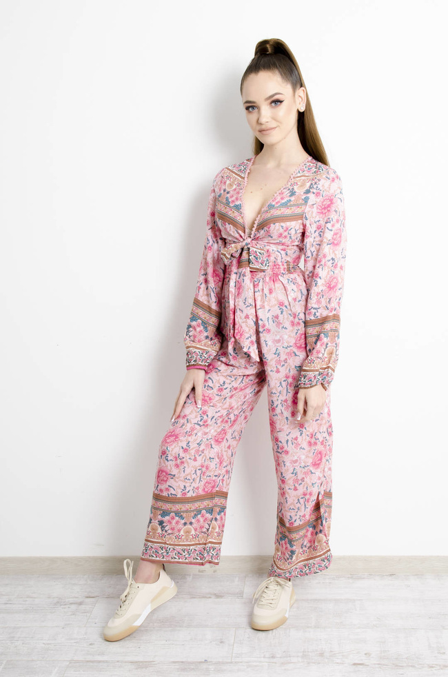 KOMPLET W KWIATY - RÓŻOWY