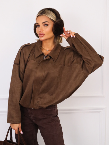 NAUSZNIKI FUTRZANE- CIEMNY BRĄZ