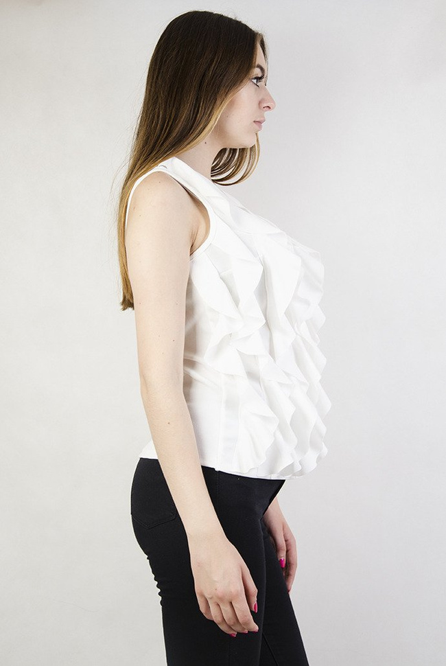 Biała bluzka z falbanami 