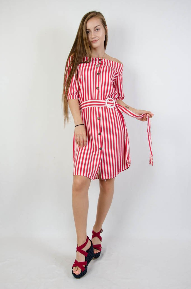 SUKIENKA HISZPANKA W BIAŁO CZERWONE PASKI