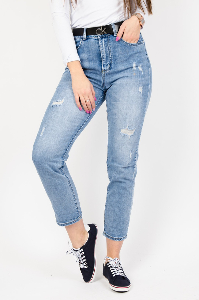 JASNE SPODNIE JEANSOWE TYPU RELAXED FIT - WYSOKI STAN 