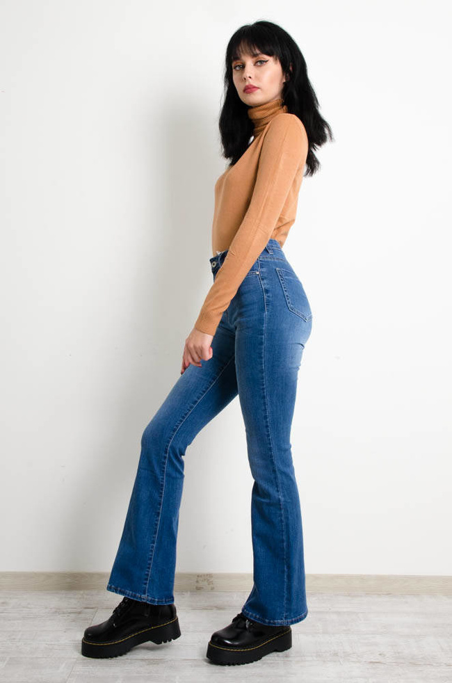 SPODNIE JEANSOWE FLARED JEANS- WYSOKI STAN