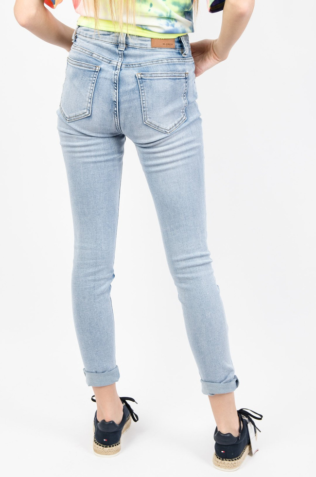 JASNE SPODNIE JEANSOWE Z GUZIKAMI- WYSOKI STAN