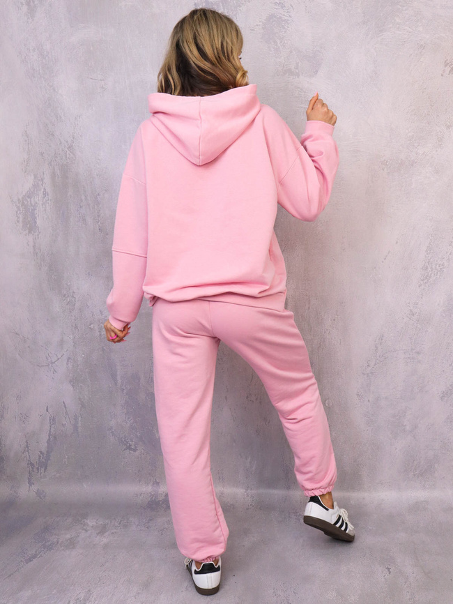 KOMPLET DRESOWY BLUZA Z KAPTUREM+ SPODNIE- RÓŻOWY