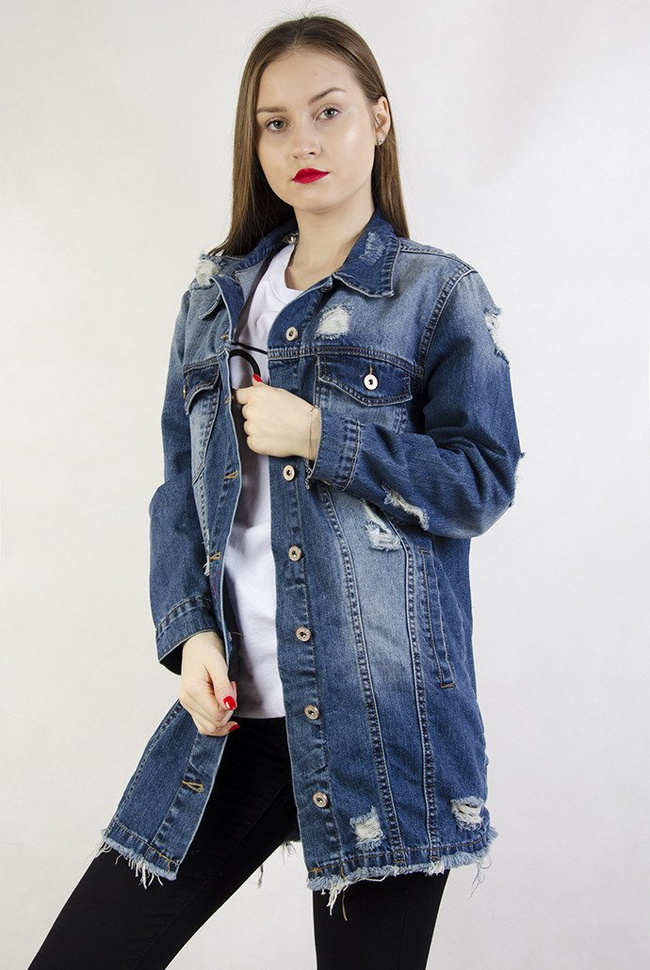 Kurtka jeansowa z motywem kwiatowym