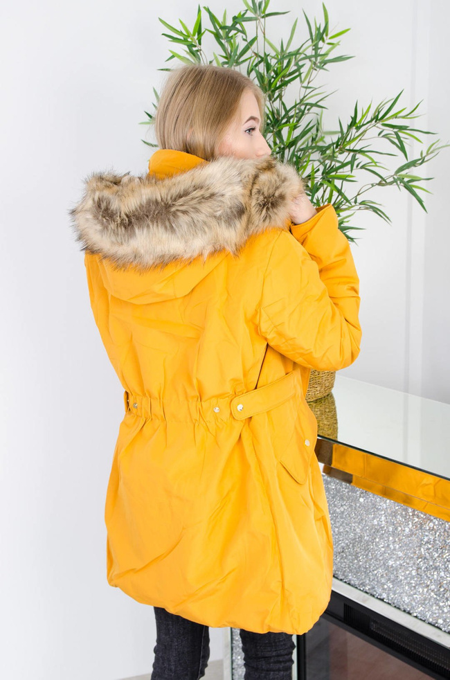 MUSZTARDOWA KURTKA ZIMOWA PARKA NA MISIU 