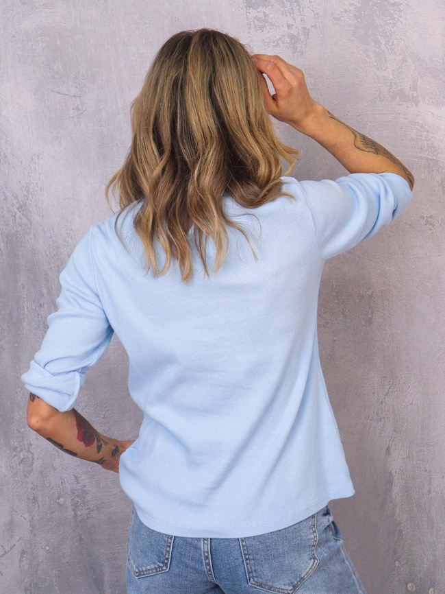 BLUZKA ZAPINANA NA GUZIKI Z PODWIJANYMI RĘKAWAMI- NIEBIESKA