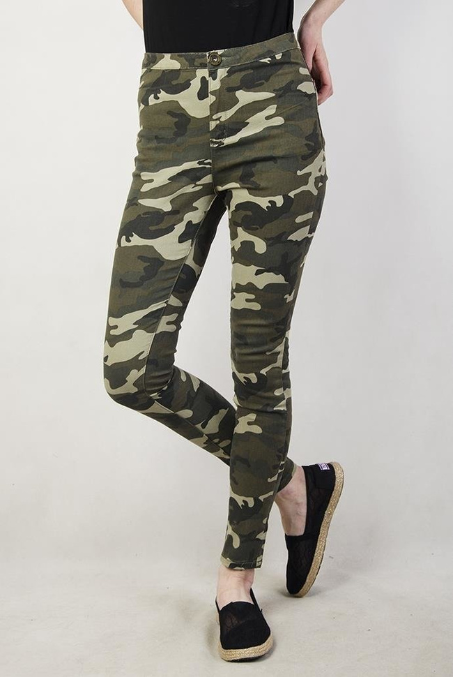 Spodnie moro z wysokim stanem