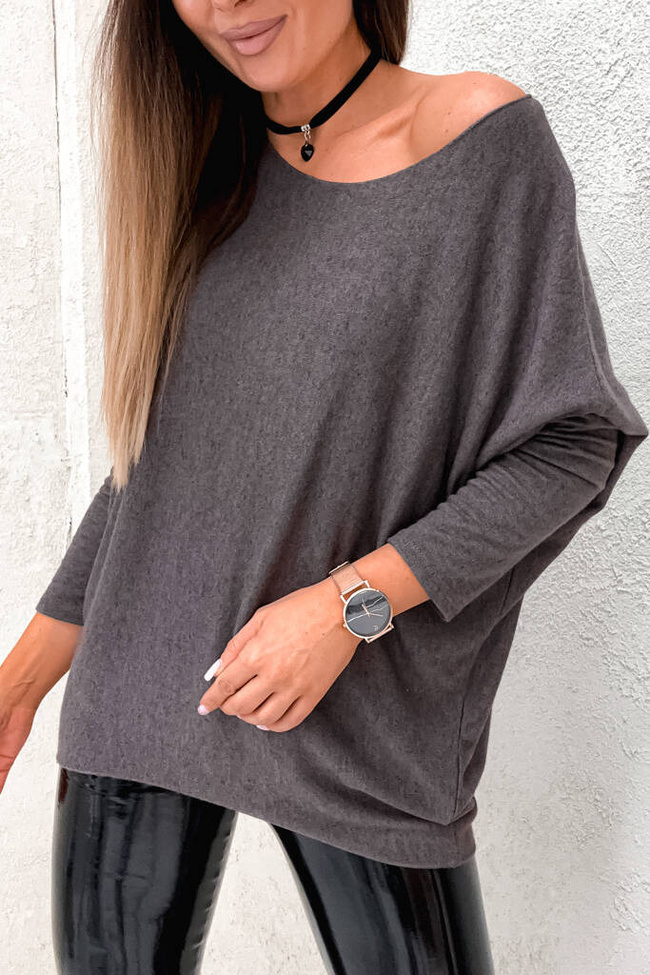 ASYMETRYCZNA BLUZKA OVERSIZE - CIEMNY BRĄZ