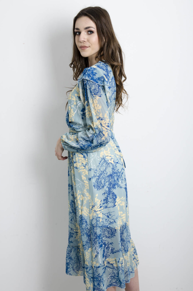 SUKIENKA MAXI NIEBIESKA Z PASKIEM 