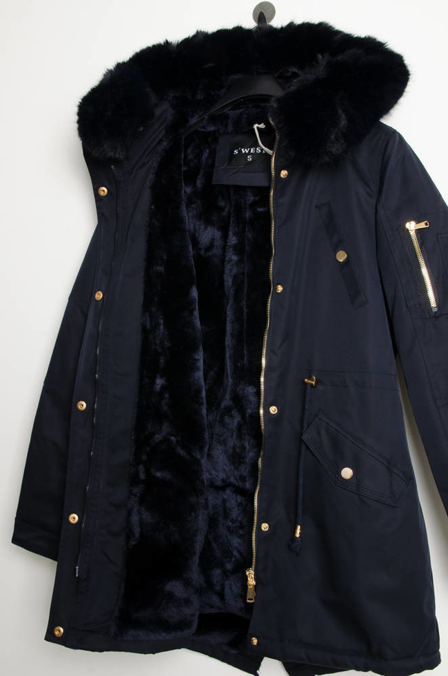 GRANATOWA KURTKA PARKA ZIMOWA