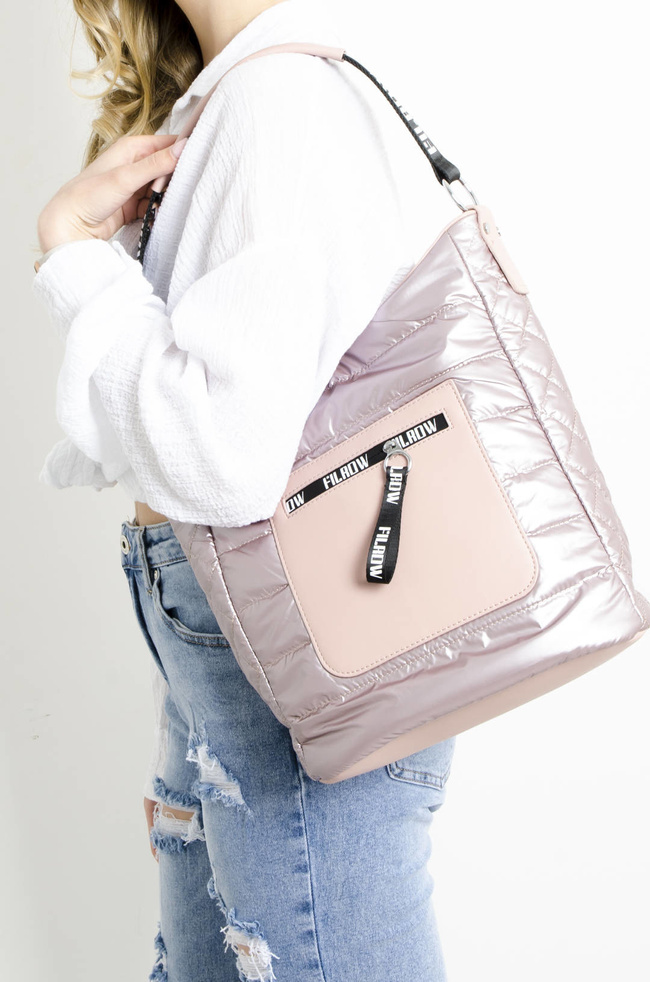 TORBA MATERIAŁOWA PIKOWANA RÓŻOWA- SHOPPER