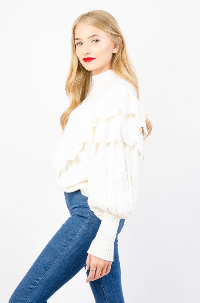 KREMOWY SWETER Z PÓŁGOLFEM