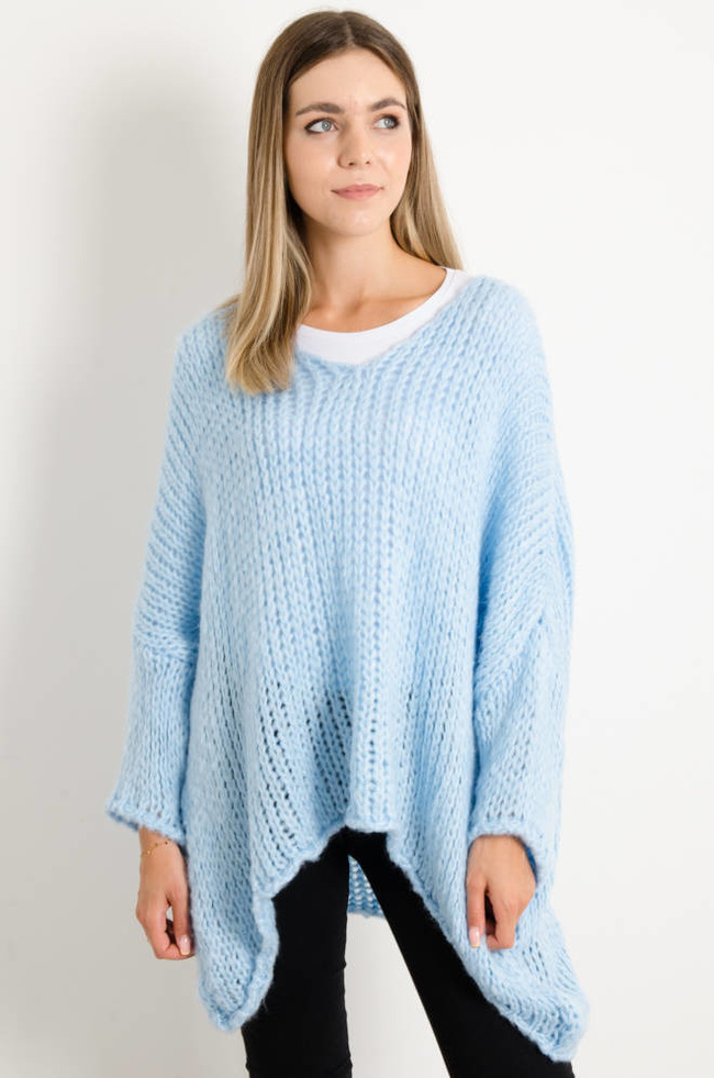 SWETER ASYMETRYCZNY OVERSIZE- NIEBIESKI
