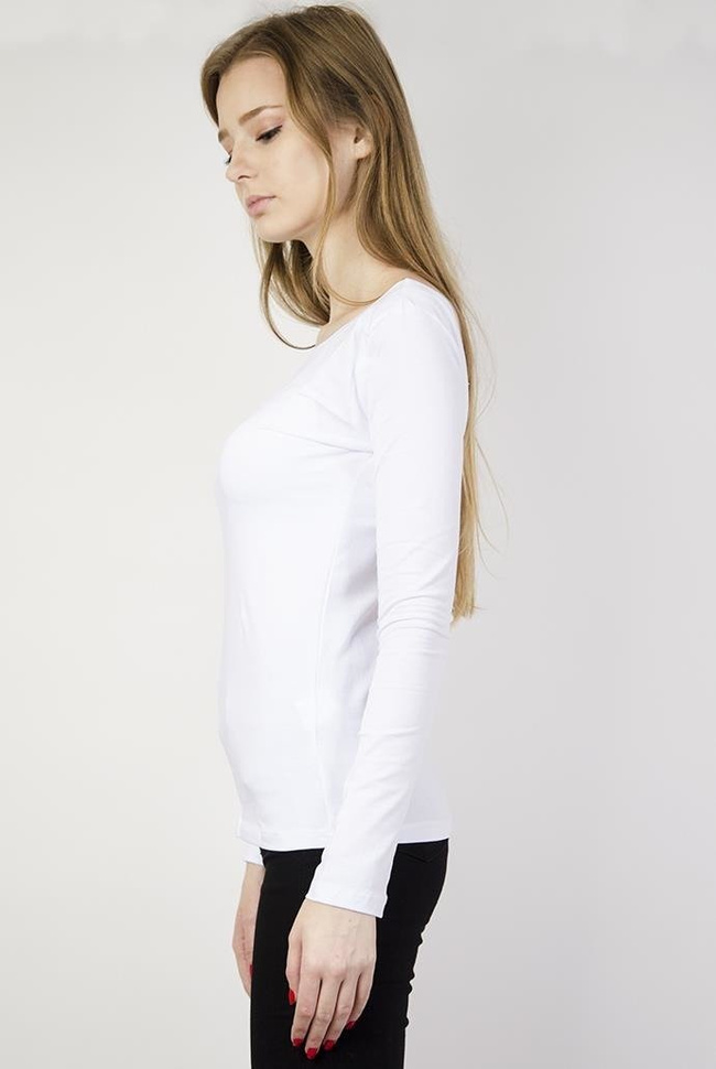 Biała bluzka typu basic z wycięciem na plecach