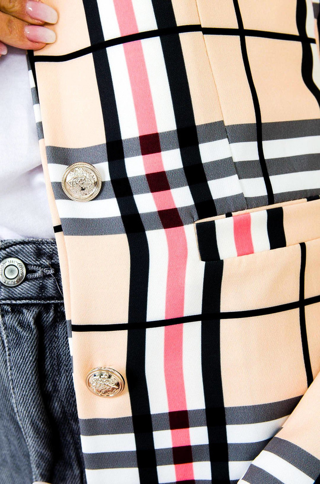 BEŻOWA MARYNARKA W KRATĘ ( S-L )