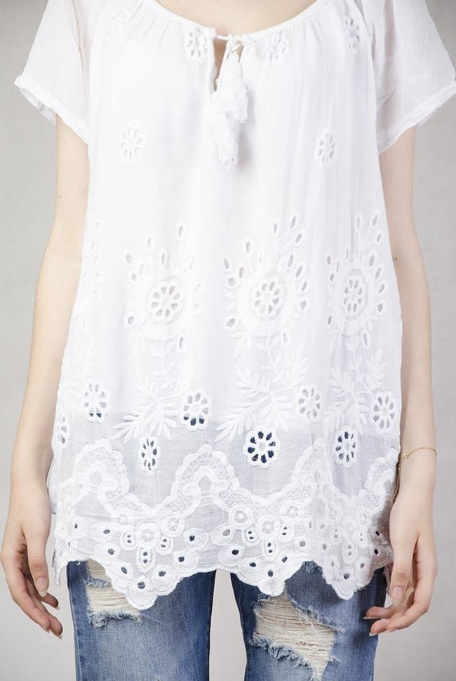 Bluzka biała haftowana  3/4 rękaw