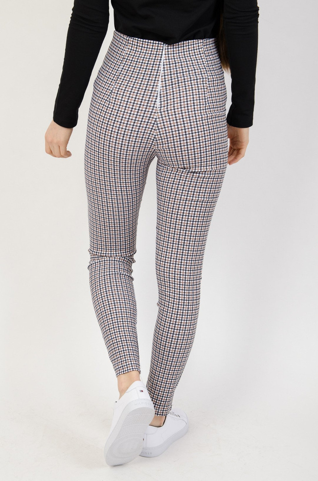 Eleganckie spodnie w drobną kratę z wysokim stanem