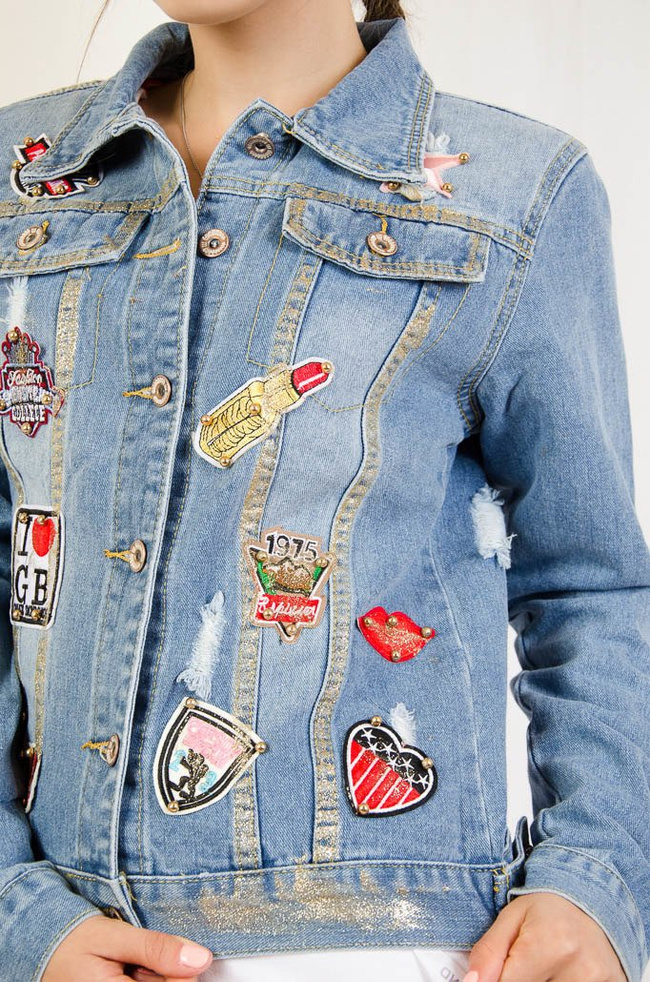 KURTKA JEANSOWA Z NASZYWKAMI