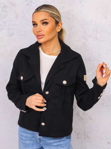 KURTKA Z KOŁNIERZYKIEM ZAPINANA NA GUZIKI- CZARNA