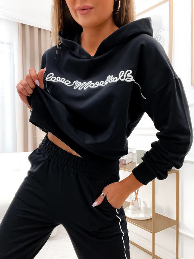 KOMPLET DRESOWY Z WYSZYWANYMI NAPISAMI- CZARNY