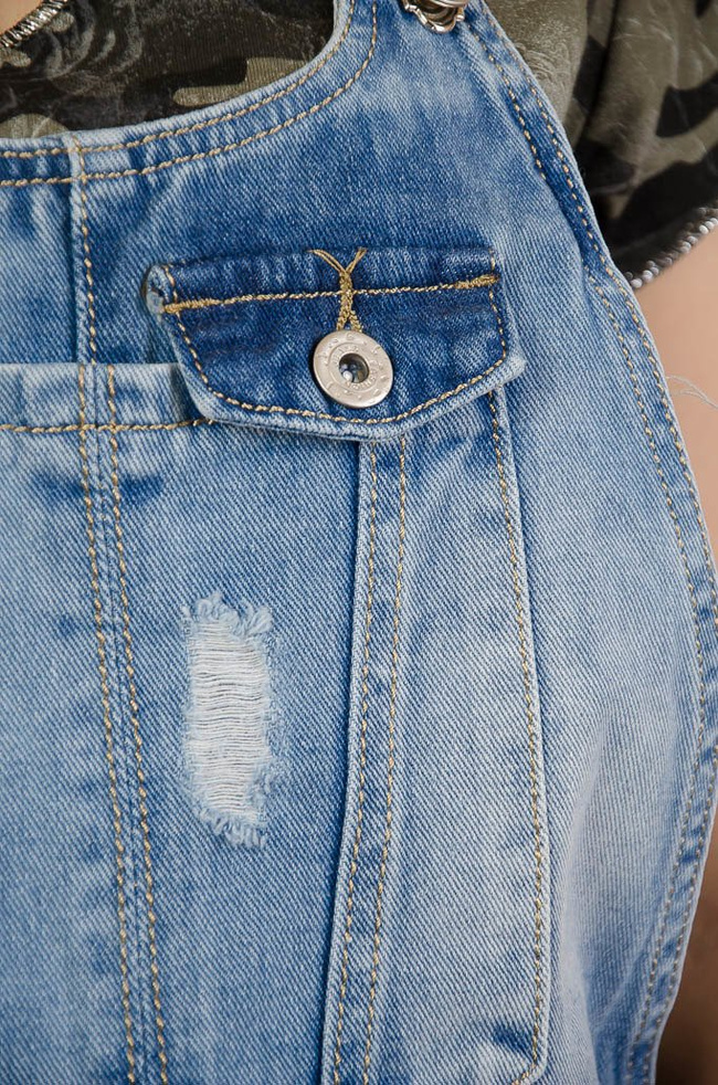 JEANSOWE OGRODNICZKI Z SZARPANIAMI