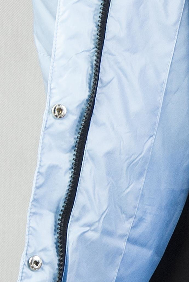 Wiosenna, niebieska, asymetryczna kurtka pikowana