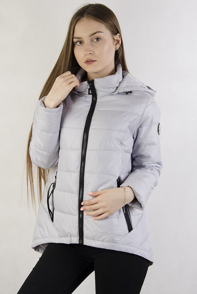 Asymetryczna szara kurtka z kapturem