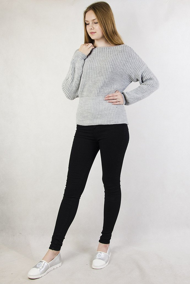 Szary sweterek z wiązaniem z tyłu