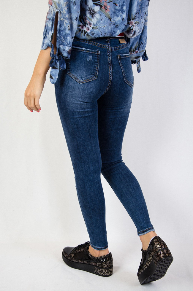 Spodnie jeansowe z czerwonym paskiem w komplecie