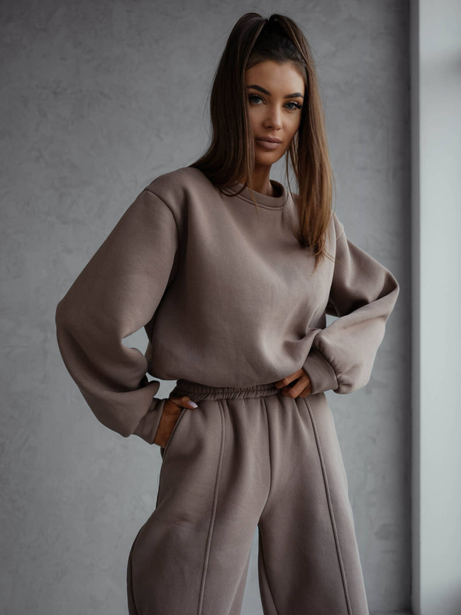 KOMPLET DRESOWY BLUZA+ SPODNIE- BRĄZOWY