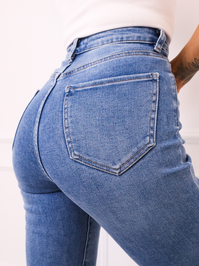 SPODNIE JEANSOWE DZWONY FLARE Z WYSOKIM STANEM- NIEBIESKI