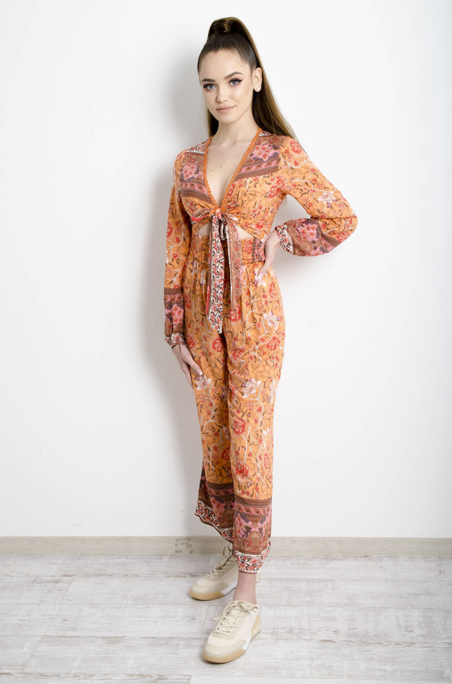 KOMPLET W KWIATY - POMARAŃCZOWY