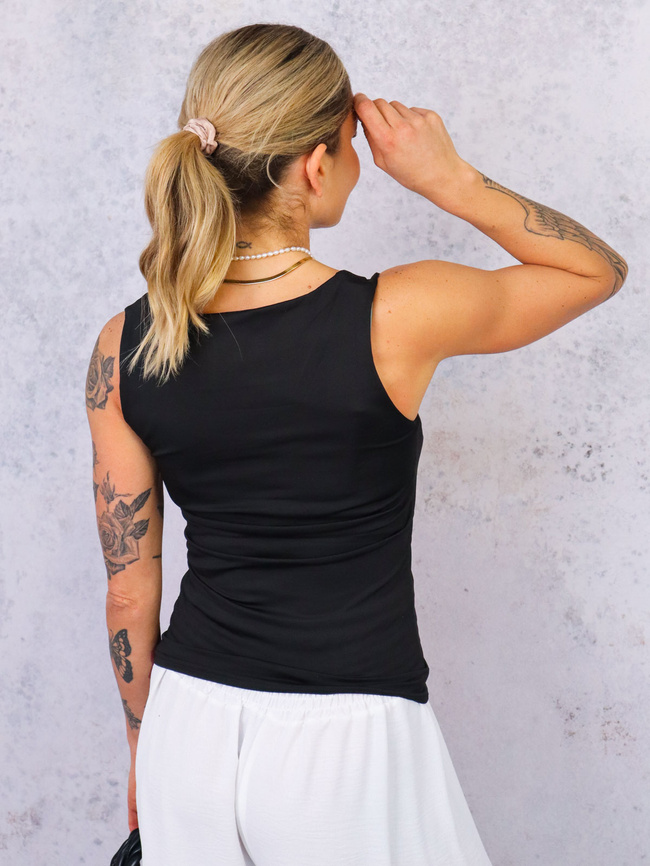 MODELUJĄCY DOPASOWANY TOP NA RAMIĄCZKACH- CZARNY