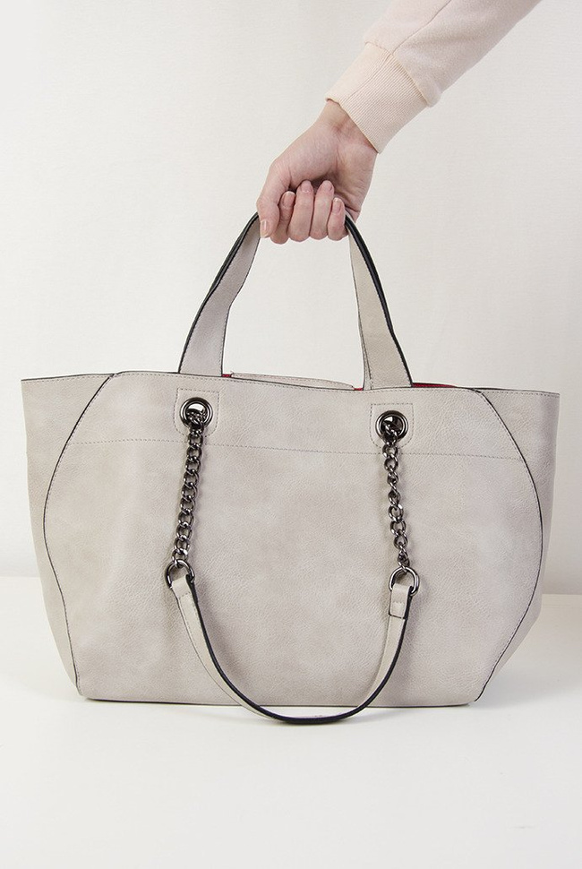 Szara torebka typu shopper 2w1