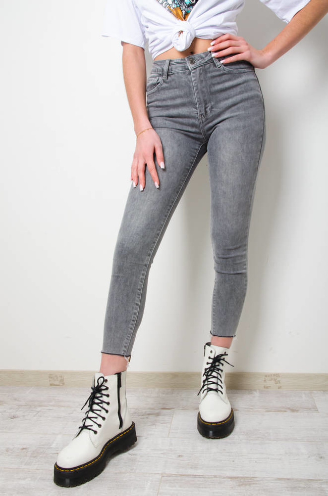 SPODNIE JEANSOWE SKINNY PUSH UP- SZARE